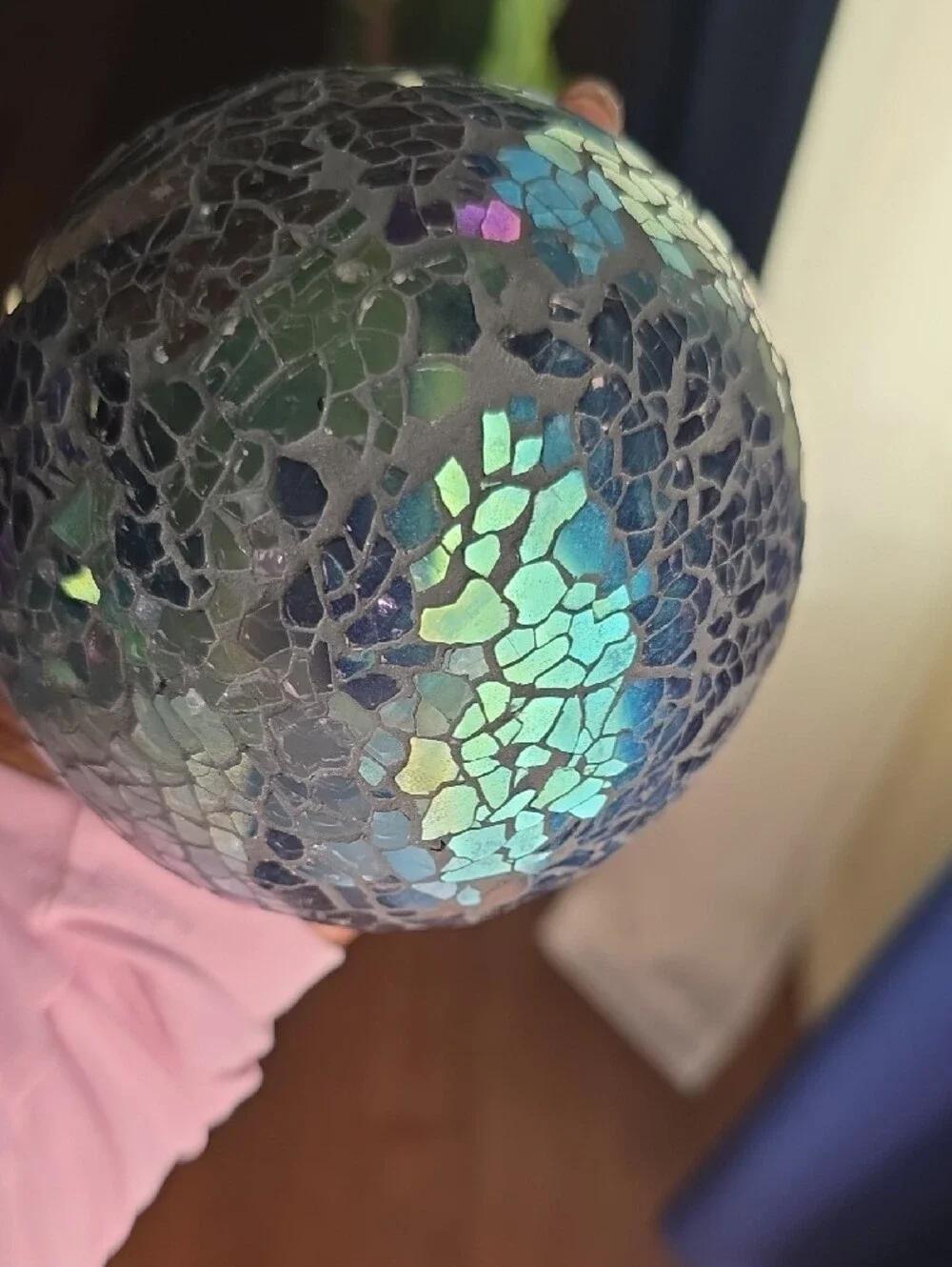 Pier 1 Iridescent Blue-Green Mosaic Decorative Spheres